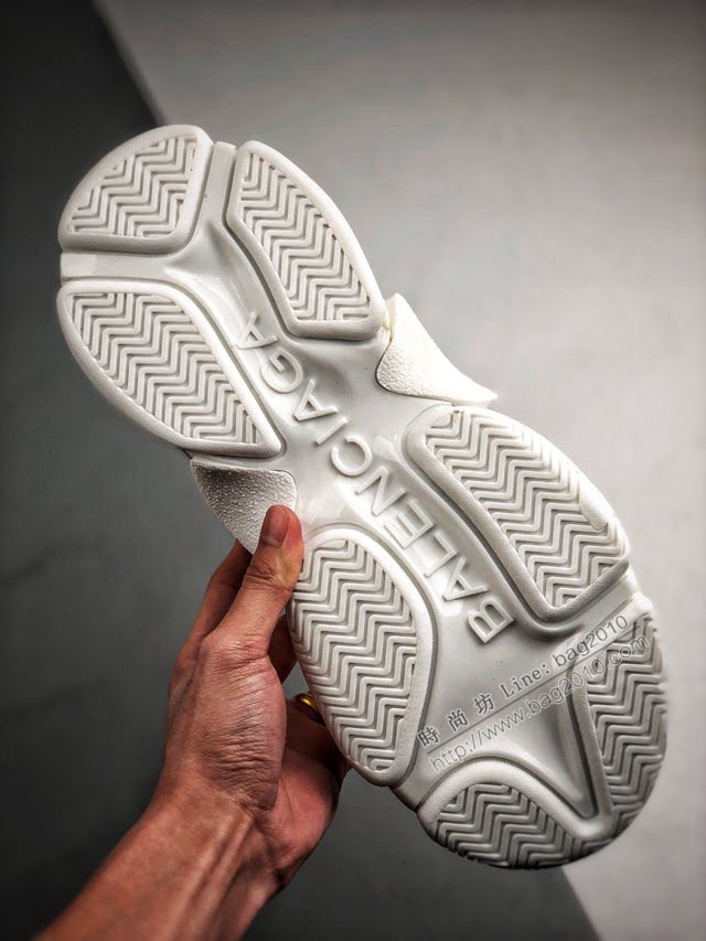 Balenciaga經典款男女鞋 巴黎世家頂級版本Triple S大底LOGO純白彈幕老爹鞋 Balenciaga情侶款老爹鞋  hdbl1217
